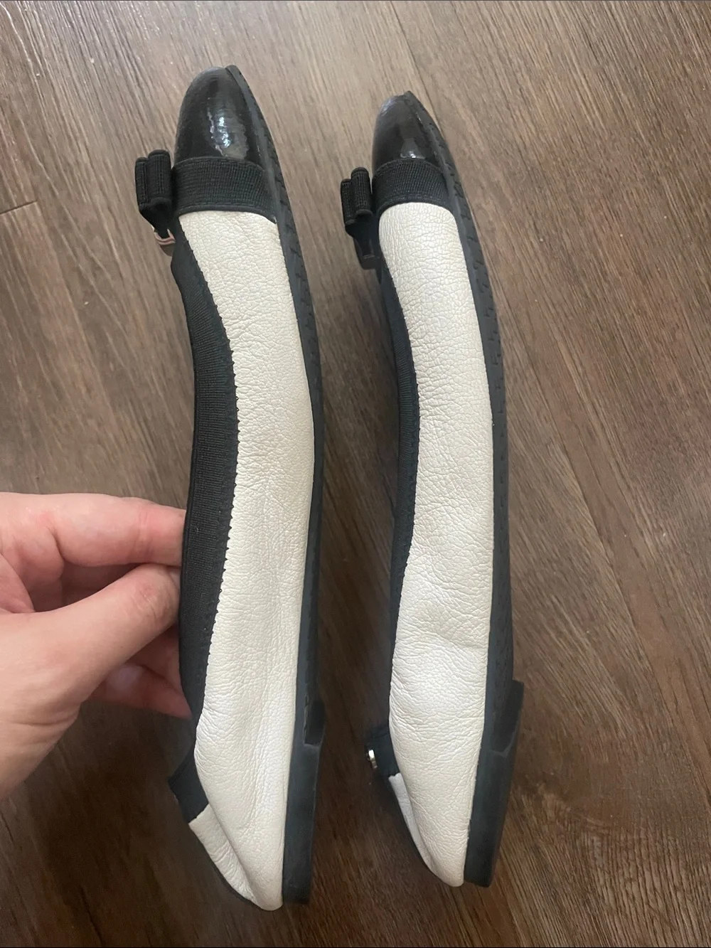 Michael Kors Black & White Logo Accent Ballet Flats
